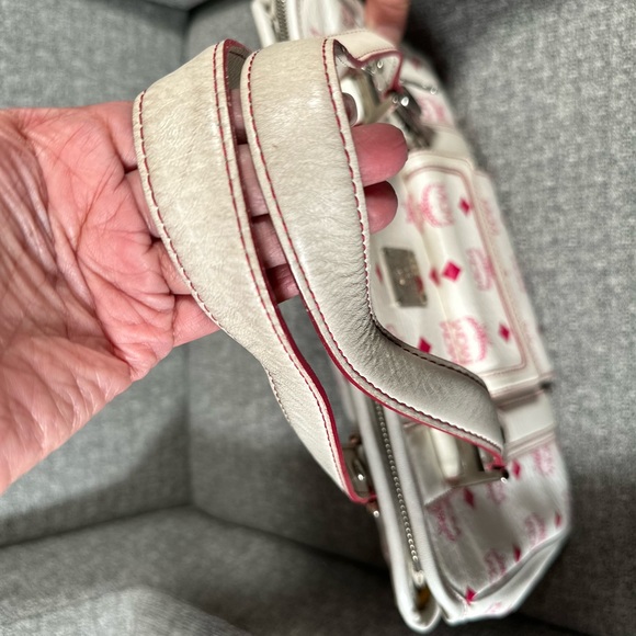 MCM Visetos Handbag in White and Pink - Picture 6 of 16